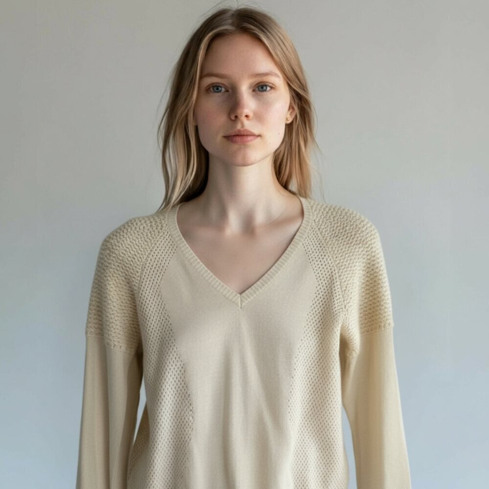 Moschino Ivory Wool & Angora V-Neck Sweater Size 8
